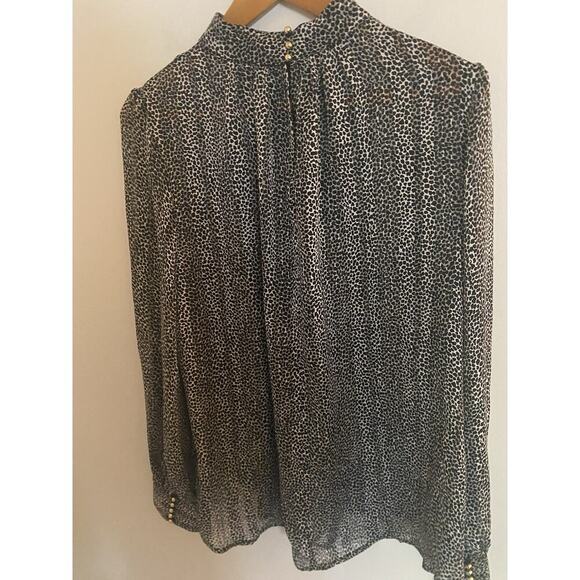 H&M Black and White Sheer Abstract Print Long Sleeve Mock Neck Top Size Large - Picture 6 of 6